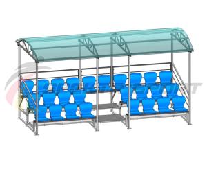 Купить Трибуна для зрителей 3 ряда на 26 мест с навесом и перилами в Прохладном 