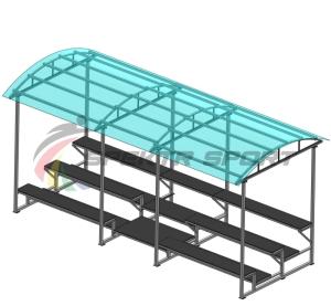 Купить Трибуна для зрителей 3 ряда на 26 мест с навесом (лавки - фанера) в Прохладном 